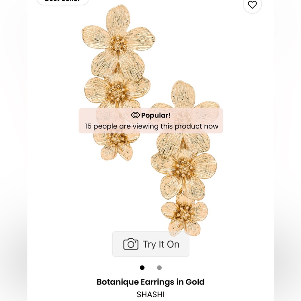 SHASHI Gold Floral Drop Earrings